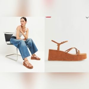 Reformation Zolanda Toasted Brown Suede Platform Sandals
